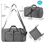 Felipe Varela Foldable Duffle Bag for Travel Weekend Overnight Gym Camping A Black 40L
