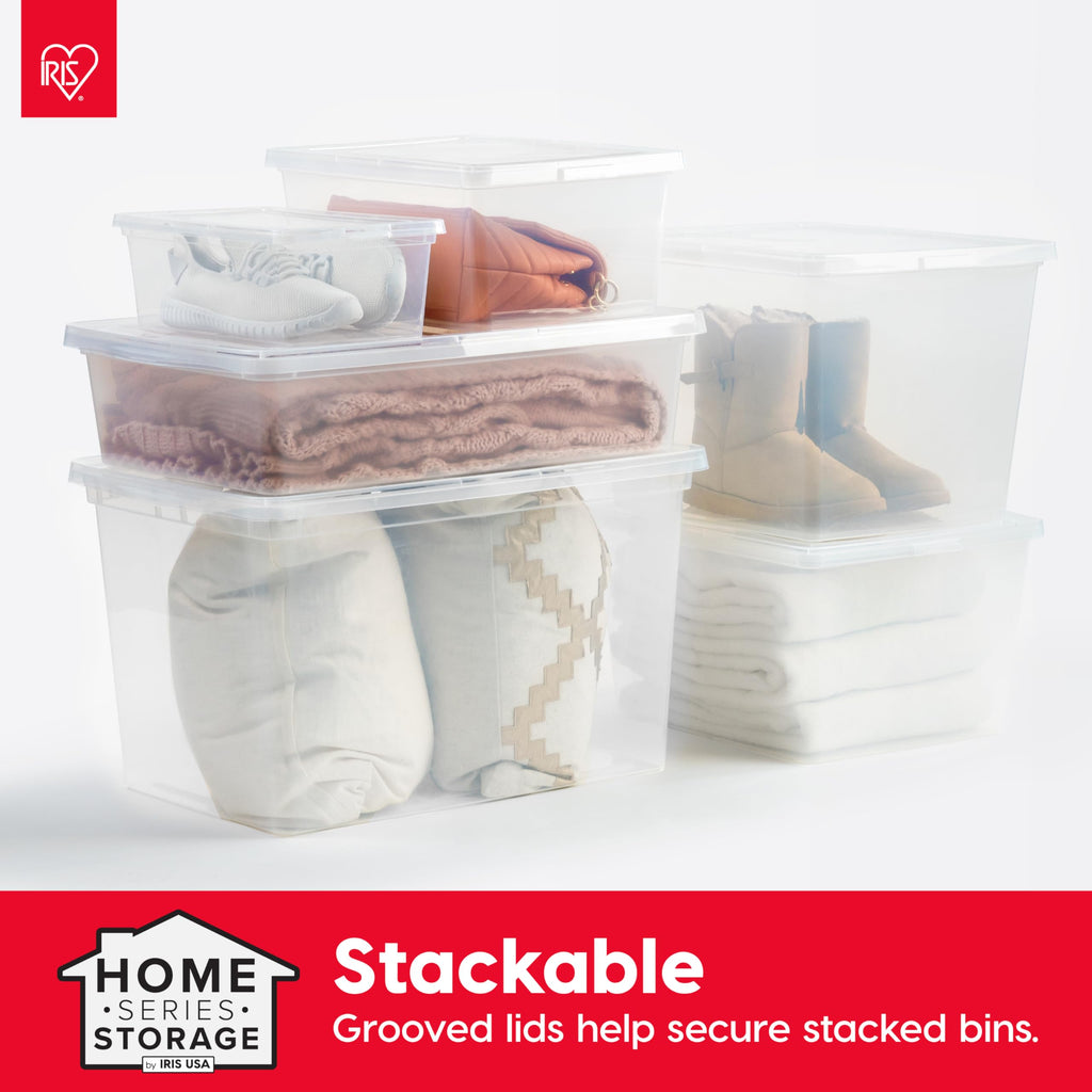 IRIS USA 20-Pack 6 Qt Storage Bins with Lids, Clear, Stackable