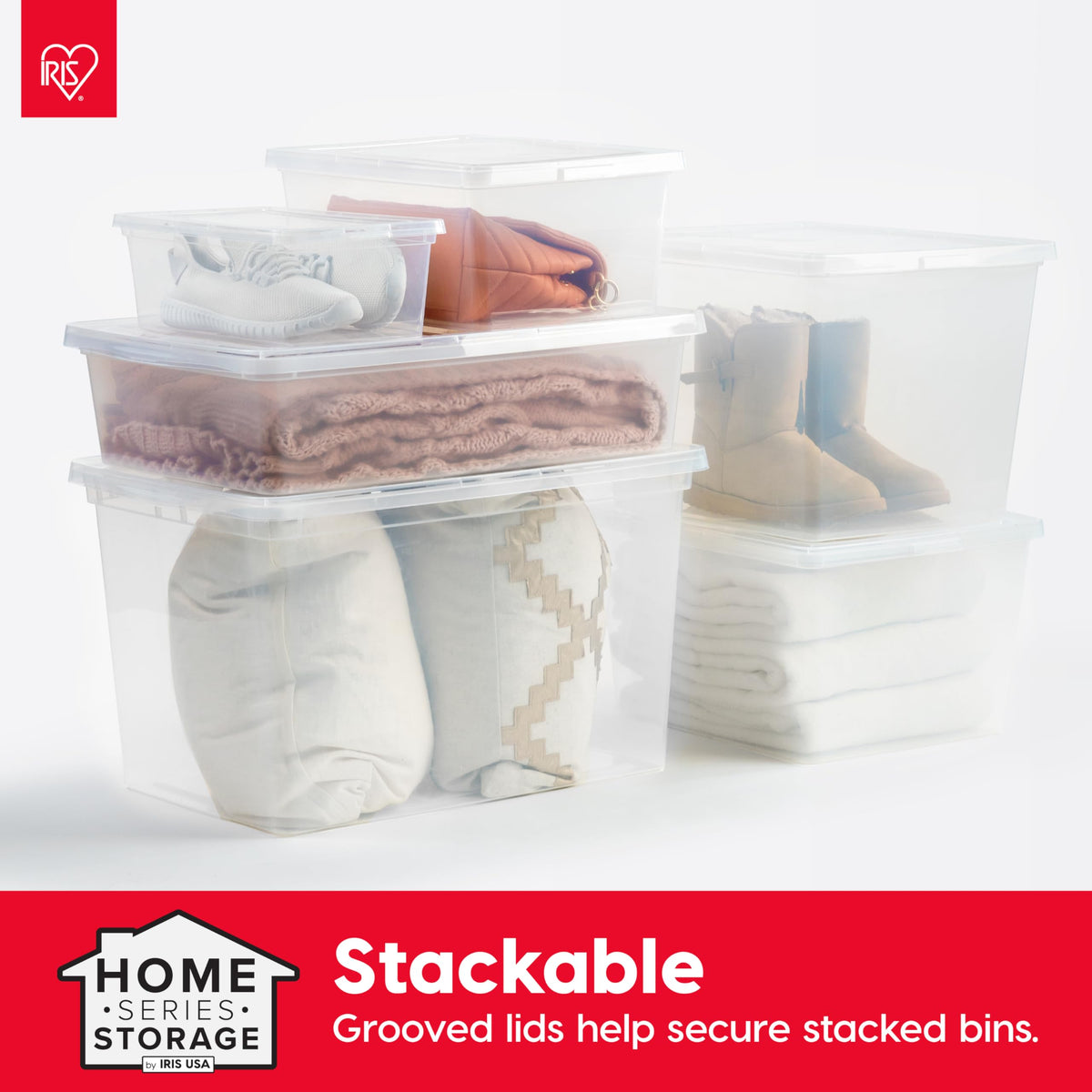 IRIS USA 20-Pack 6 Qt Storage Bins with Lids, Clear, Stackable