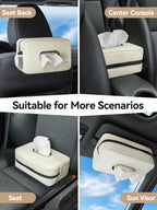 Multi-Functional Car Tissue Holder with ‌2 Storage Nets, Tissue Box Cover Black