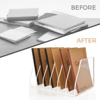 Acrylic Magazine File Holder, 4 Vertical Compartments Desk Document Sorter Organizer, Clear Folder Rack Binder for Office/Home/Classroom, for Documents, Tablet, Magazines, Books & Accessories B5, 4 Sections
