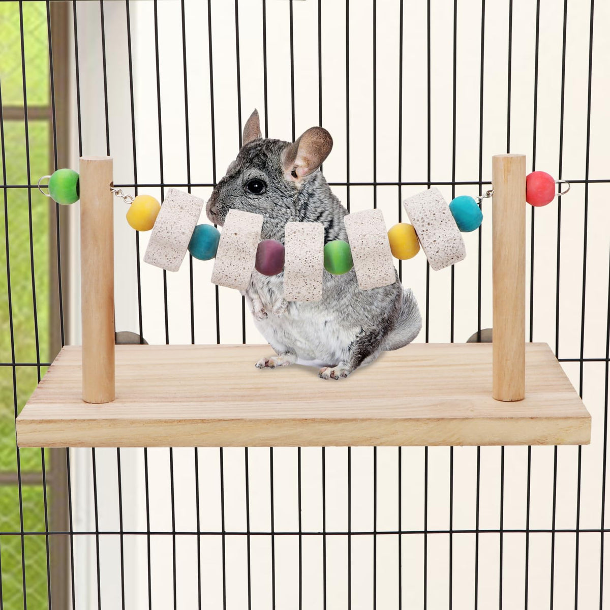 Hypeety Hamster Toys Wooden Maze Tunnel Toy with Plastic Cover for Hamster