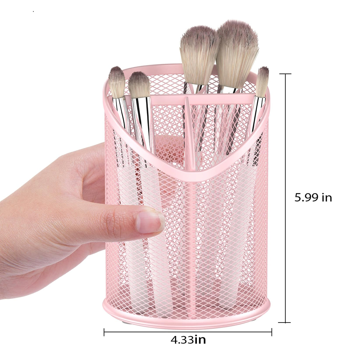 Delifox 2 Pack Pen Holder Mesh Round Pencil Holder 3 Compartments, Black