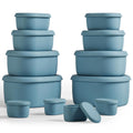 ISSEVE 12Pcs/Set Nesting Silicone Food Storage Containers with Lids Blue
