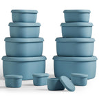 ISSEVE 12Pcs/Set Nesting Silicone Food Storage Containers with Lids Blue
