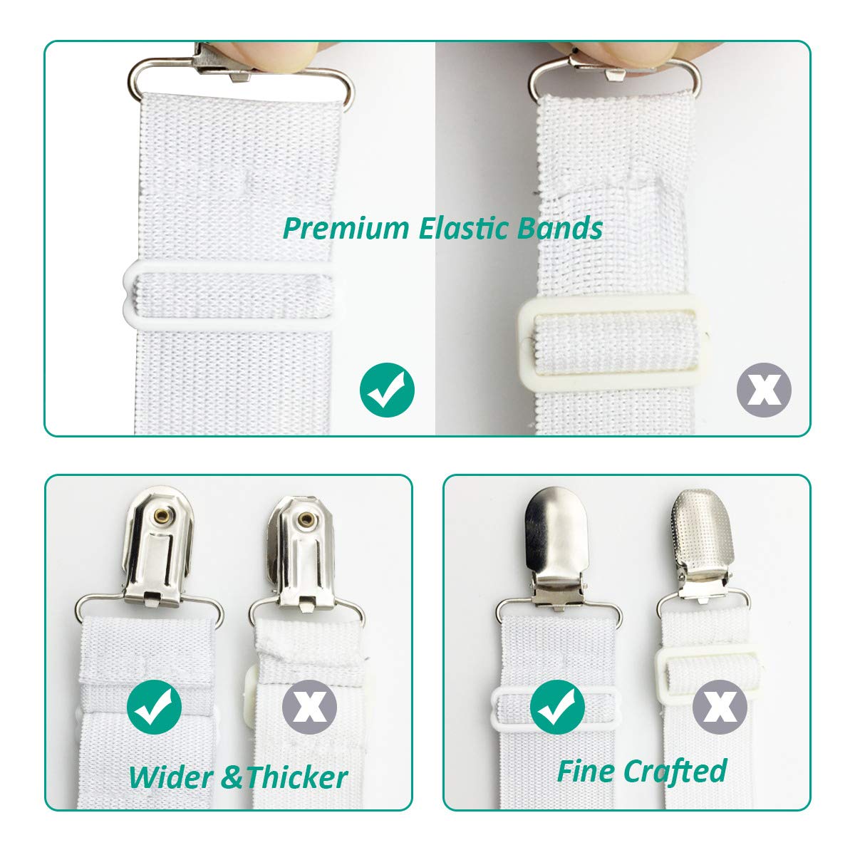 RayTour Bed Sheet Holder Straps Sheet Keepers Bedsheet Holders Fasteners 2 Sets 2 Sets - 8 Straps
