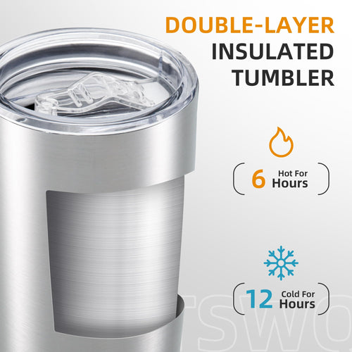 20oz Tumbler Bulk with Lid Stainless Steel Tumblers, 6 Pack
