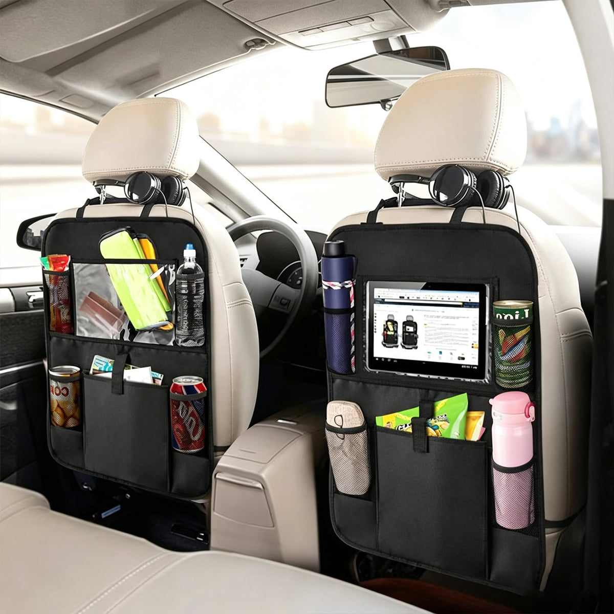 back seat car organizer for kids storage with Tablet Holder Kick Mats Cover