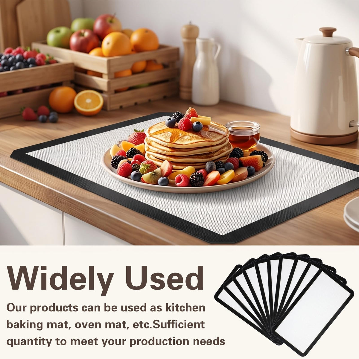 10 Pcs Reusable Baking Sheet Mat, Silicone Baking Mats for Oven, Black