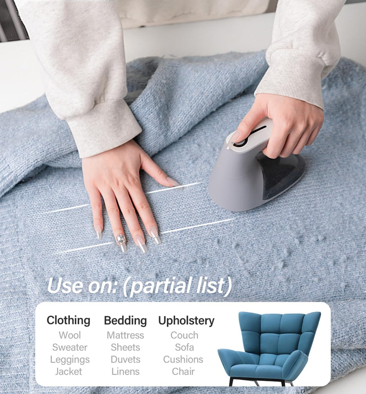 Bymore Fabric Shaver, Lint Shaver, Sweater Shaver for Clothes, Gray 5.7*3.34*5.31inches