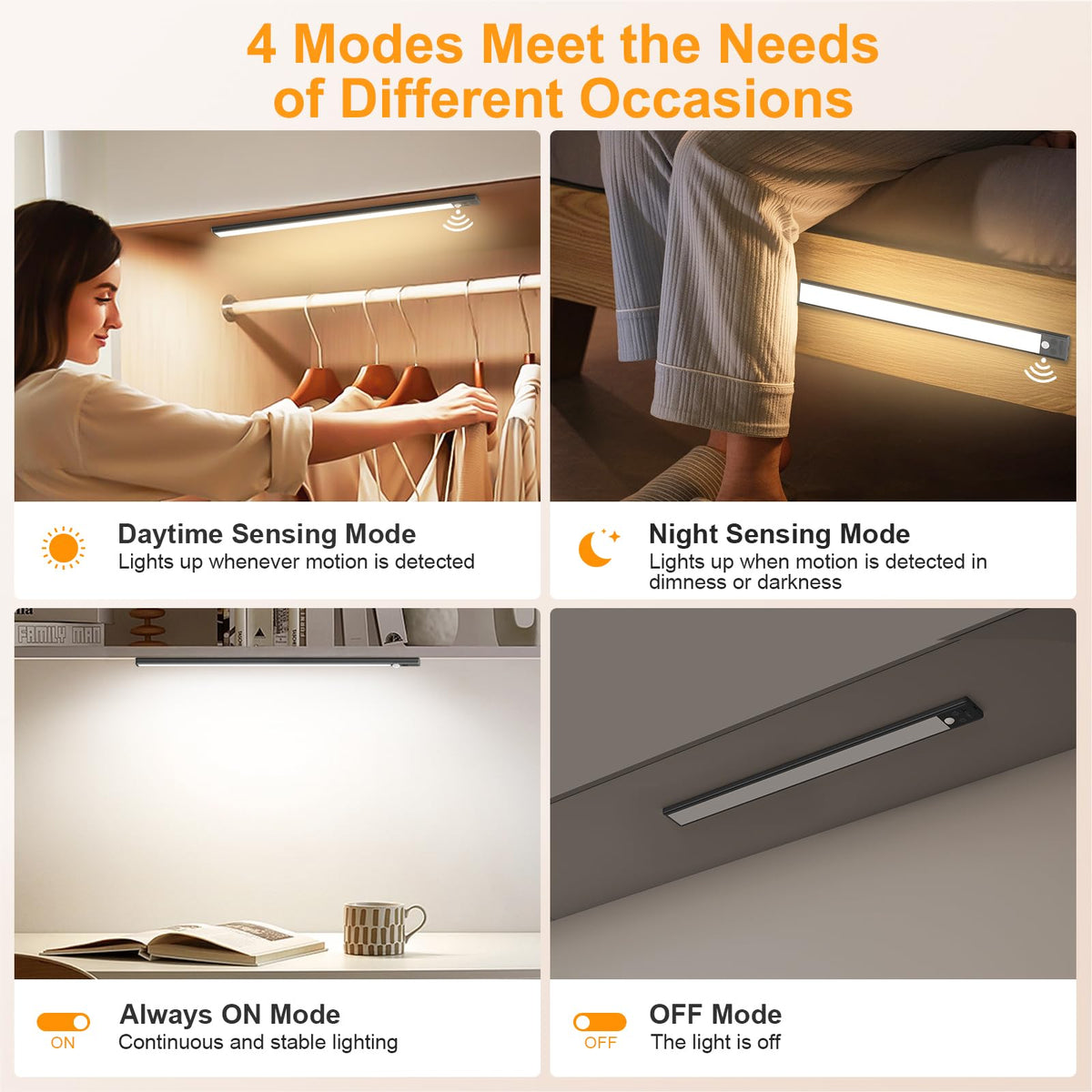Gritin 14.7inch Under Cabinet Lighting Rechargeable 2 Pack Silver 14.7 inch
