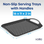 Food Trays for Eating on Couch - 2 Pack - Non Slip Dinner Trays for Eating Set of 2 Non Slip Serving Tray and Food Tray with Handles (Black & White) Black and White - 2 Pack