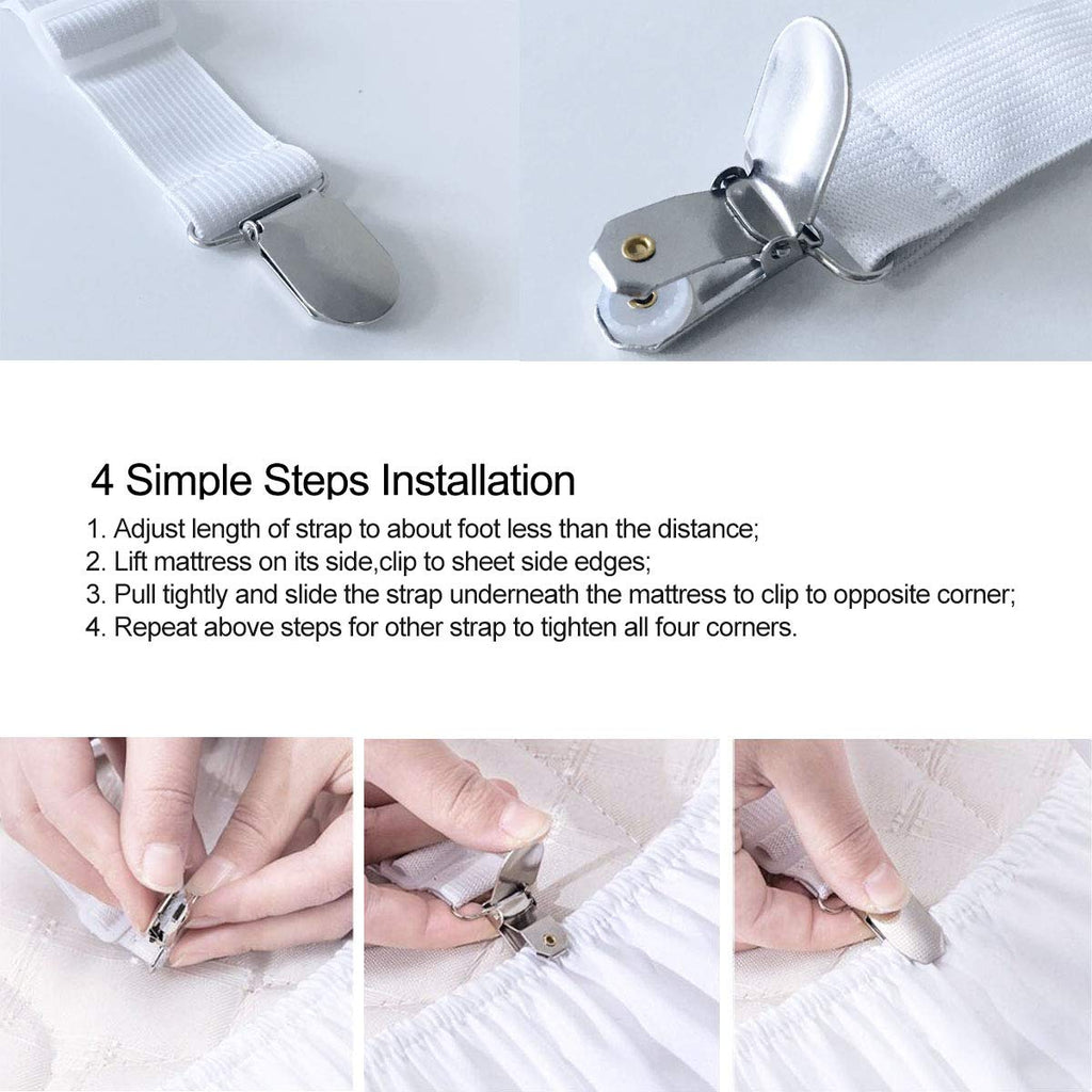 Siaomo Bed Sheet Fasteners Straps - 2 Way Adjustable Crisscross Corner...