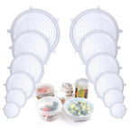 Silicone Stretch Lids, 12 Pack of Reusable Silicone Lids for Food Storage BPA-free Silicone Covers for Bowls, 6 Different Sizes to Fit Most Food Containers, Microwave & Dishwasher Use Safe All Transparent