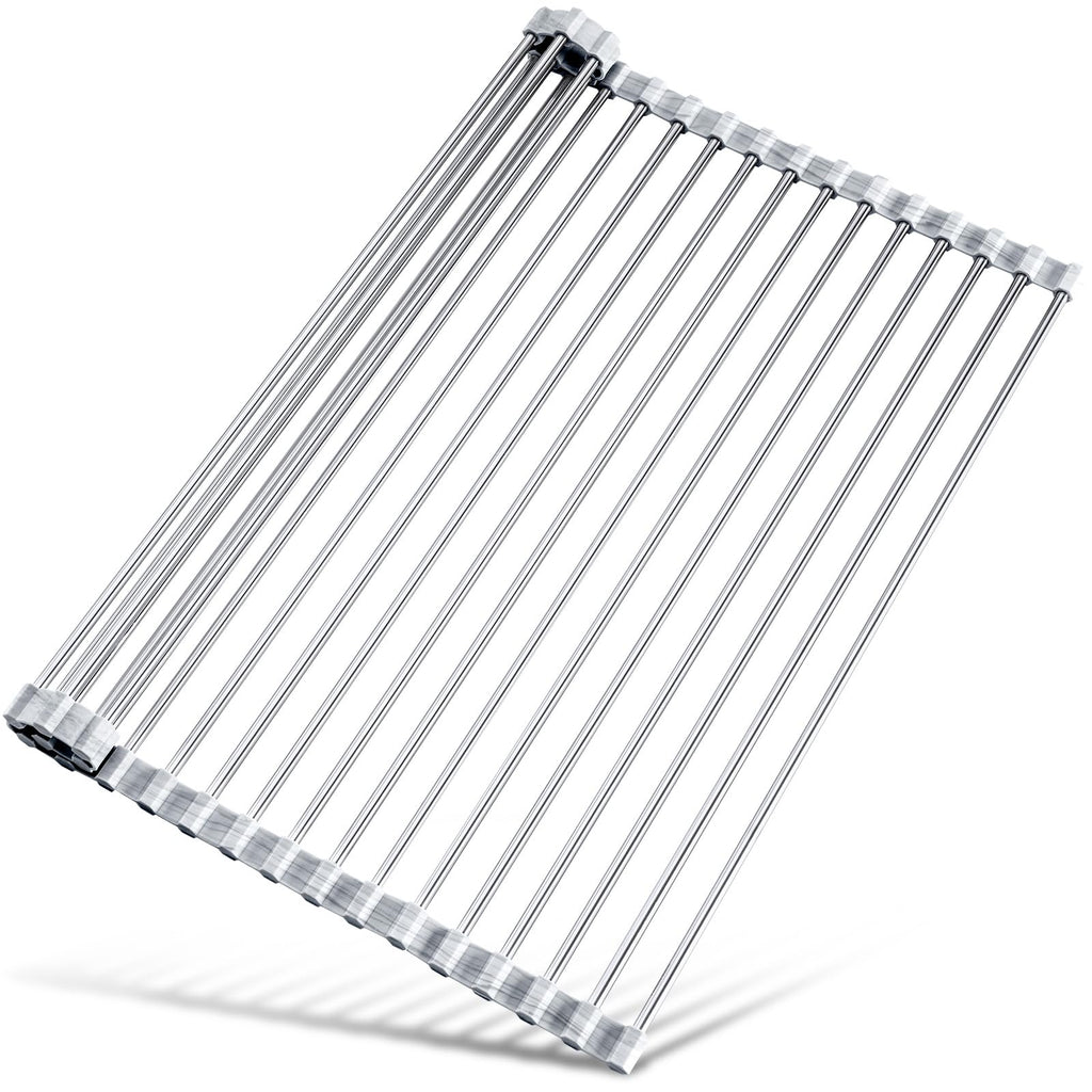 Tomorotec Roll Up Dish Drying Rack Over Sink, 304 Steel, 21x15.5, Grey