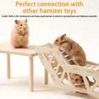 4 Pcs Hamster Platform Set, Wooden Tunnel Ladder Hideout Play House for Pet