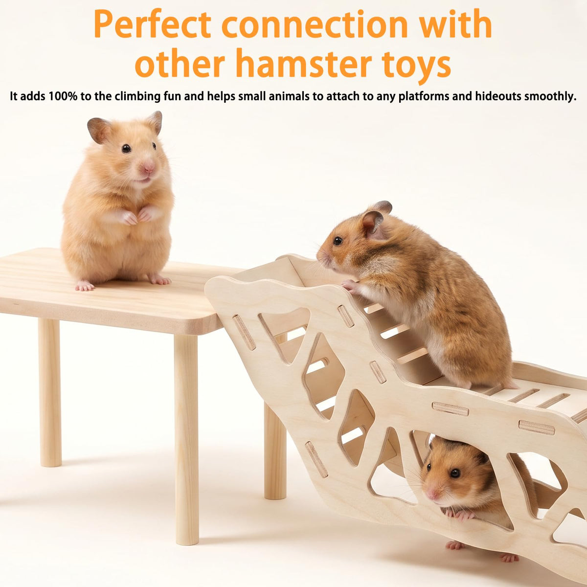 4 Pcs Hamster Platform Set, Wooden Tunnel Ladder Hideout Play House for Pet