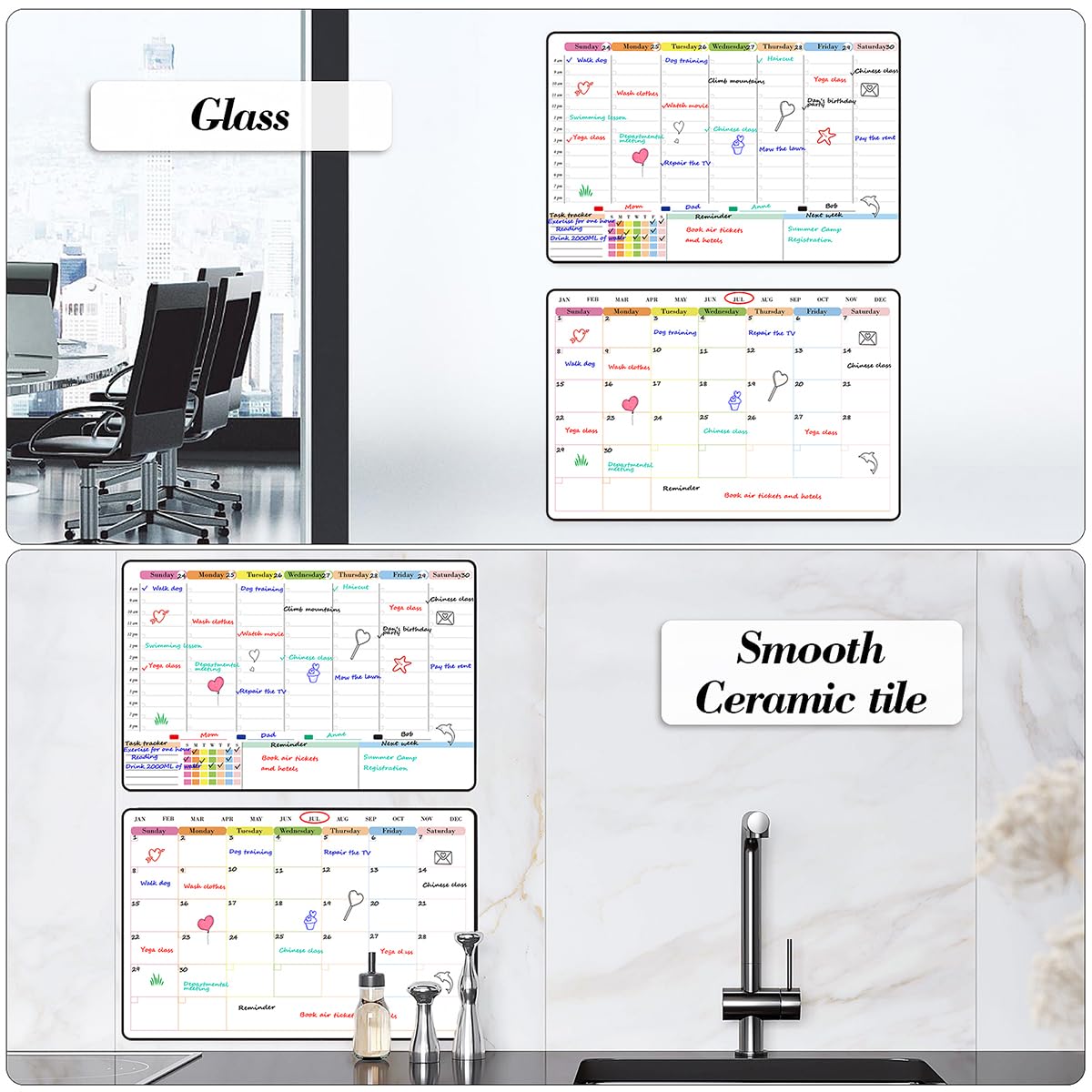 Magnetic Dry Erase Weekly Calendar Board