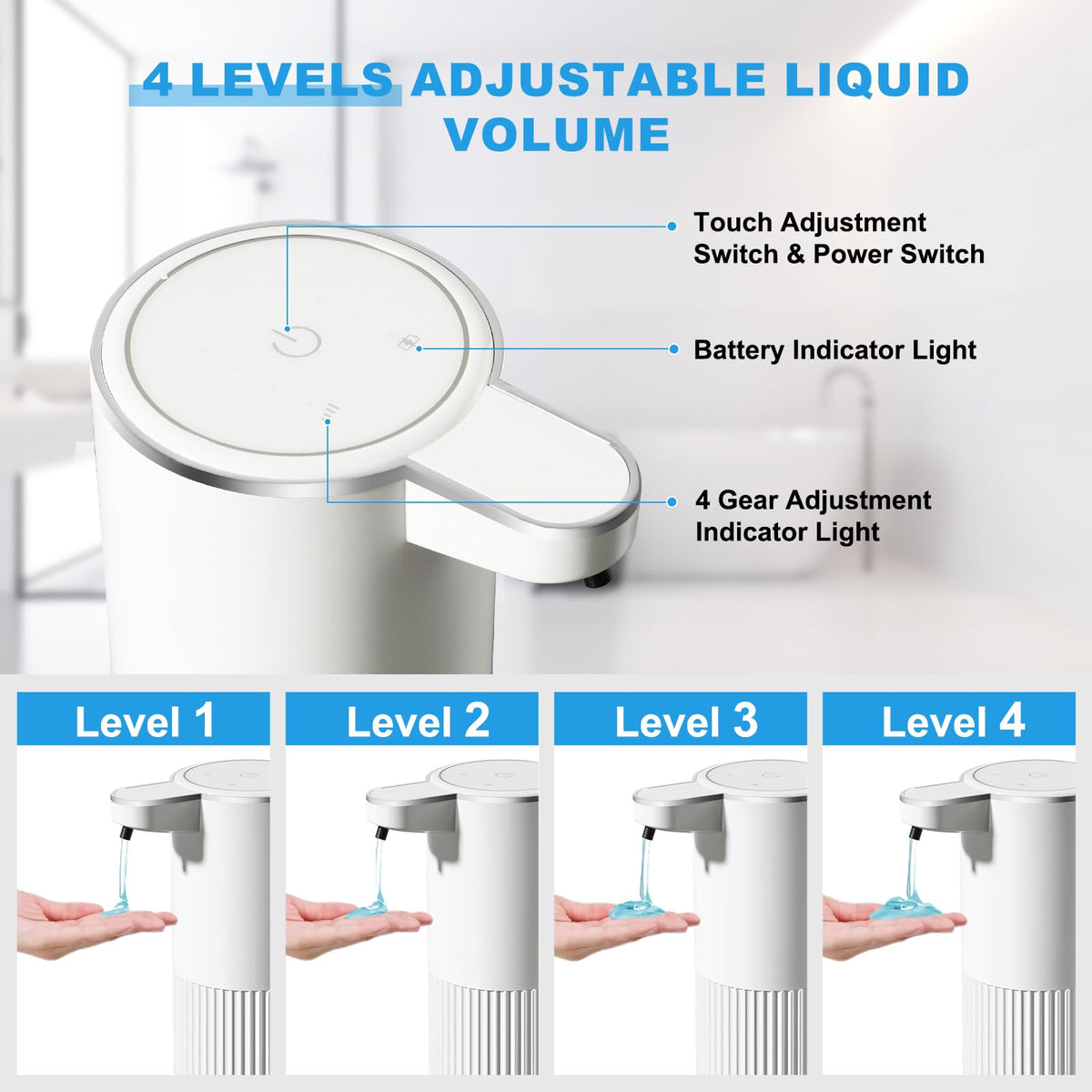 RYTOXILO Automatic Soap Dispenser, 2 Pack Black Touchless Liquid Soap Dispenser for Bathroom, 13.5 Fl Oz Plastic Electric Auto Dish Soap Dispensers Wall Mount for Kitchen with Adjustable Volume Liquid-2 Pack
