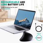JYKEYMOUT Bluetooth and 2.4G (2-in-1) Rechargeable Wireless Mouse, Ergonomic Vertical Design, 1000/1200/1600 DPI, 6 Silent Buttons, for Laptop, Computer, PC, MacBook, Chromebook-Black
