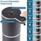 Automatic Soap Dispenser, Hand Soap Dispenser 12.8oz/380ml Smart Rechargeable, Liquid Touchless Soap Dispensers with 6-Level, Wall Mounted or Countertop Dish Soap Dispensing for Bathroom & Kitchen Black