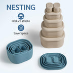 ISSEVE 12Pcs/Set Nesting Silicone Food Storage Containers with Lids Blue