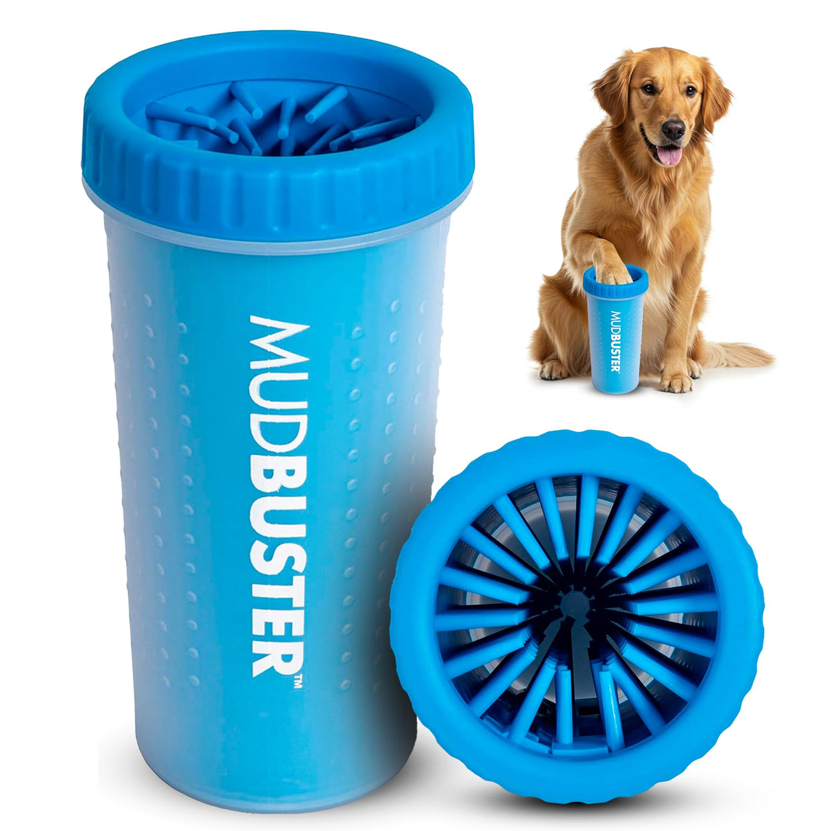 Dexas MudBuster Large Dog Paw Cleaner, Blue, Fits 2.5"-3.5" Wide Paws,...