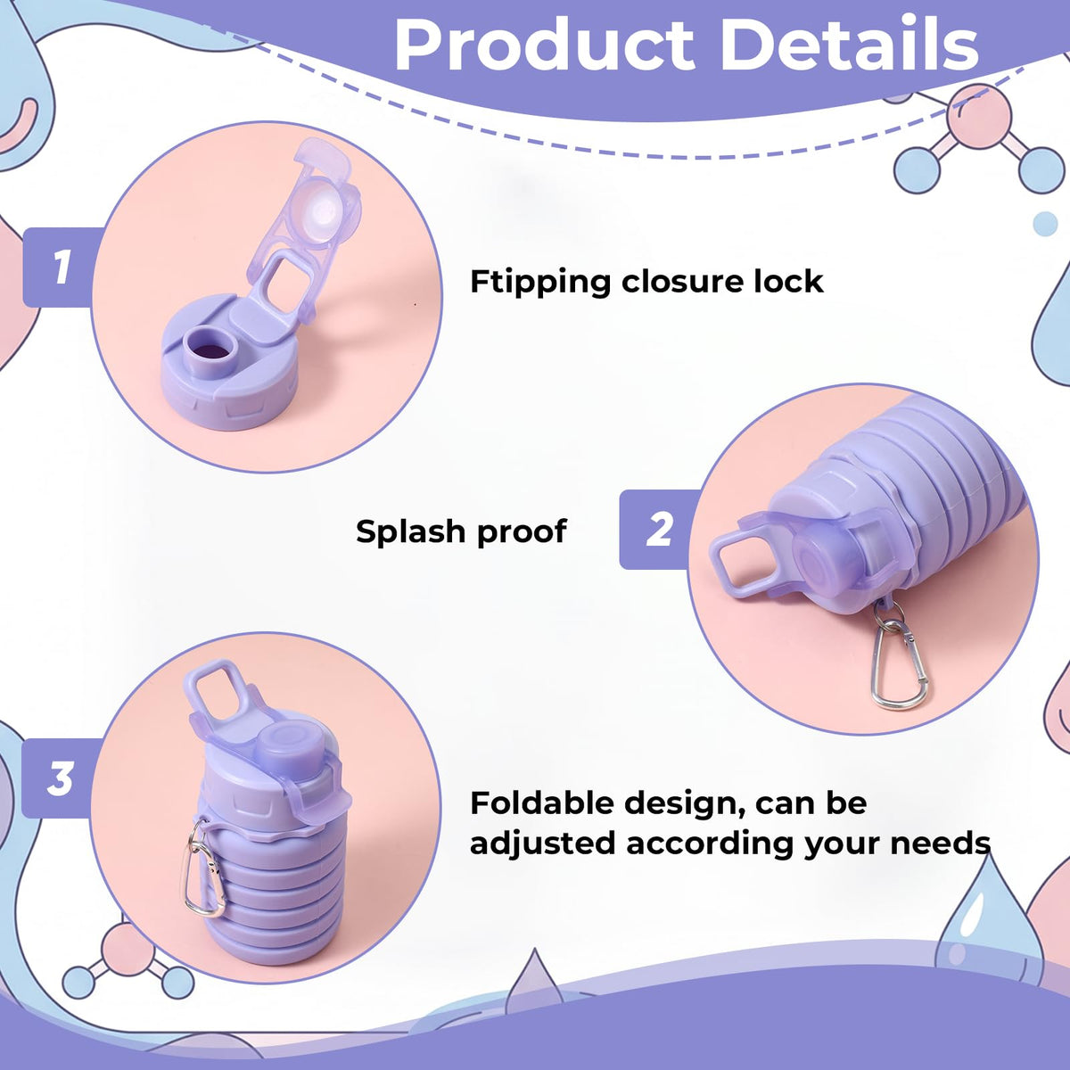 Collapsible Foldable Travel Water Bottle Set