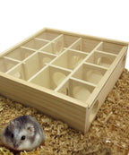 Hypeety Hamster Toys Wooden Maze Tunnel Toy with Plastic Cover for Hamster