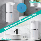Automatic Soap Dispenser, Foaming Soap Dispenser Touchless with Continuous Dispensing, 4-Level Adjustable, Rechargeable Hand Soap Dispensers, Wall Mounted or Countertop for Bathroom & Kitchen Gold