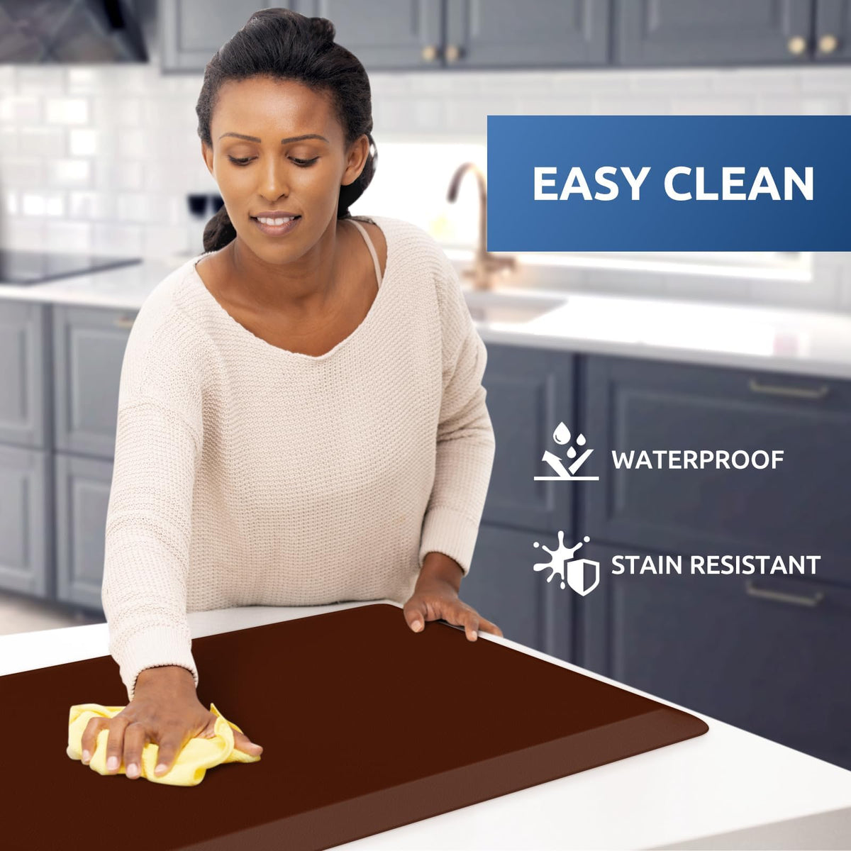 Kitchen Mat Cushioned Anti Fatigue Rug Standing and Comfort Floor Mats Chocolate 39"L x 17.3"W x 0.5"Th