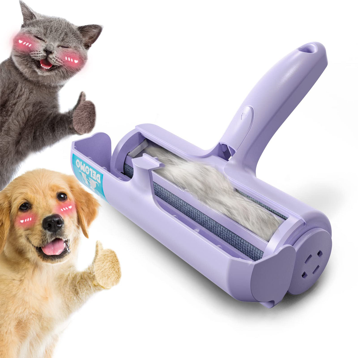 DELOMO Pet Hair Remover Roller, Reusable Lint Roller for Dog and Cat