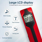 Battery-Free Luggage Scale – No Batteries Needed, Portable Digital Hanging Suitcase Weight Scale for Air Travel & Checked Bags, 110lb/50kg, LCD Display, Compact Travel Accessory Red-Large Handle