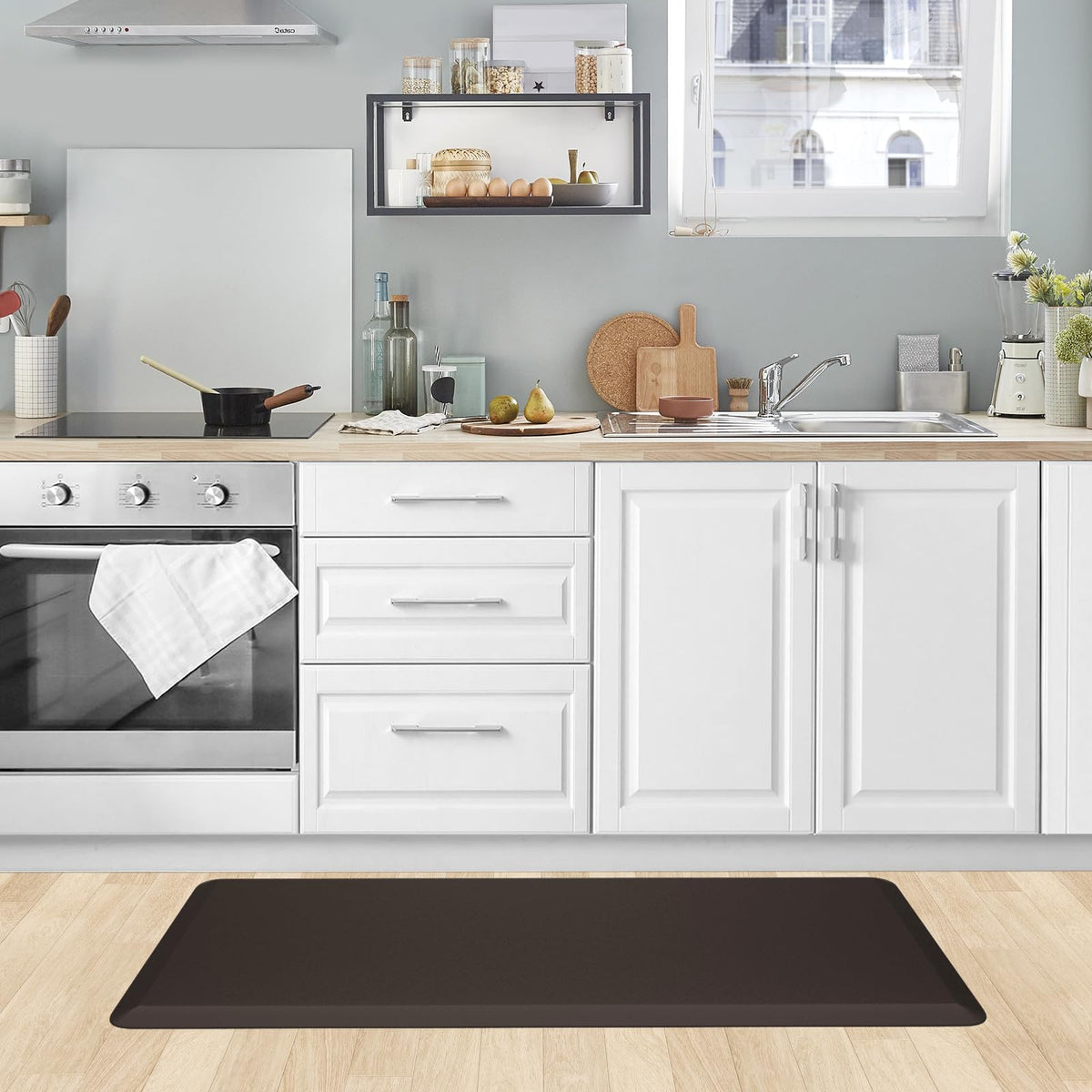Kitchen Mat Cushioned Anti Fatigue Rug Standing and Comfort Floor Mats Chocolate 39"L x 17.3"W x 0.5"Th