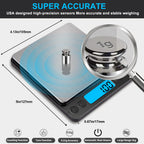 Small Digital Gram Scale 1000g by 0.01g, MEIYA High Accuracy Scale for Food Ounces and Grams, Upgrade USB Charging Kitchen Scale Digital Weight for Cooking, Baking, with Tare Function, 9 Units, 2 Tray Black