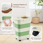 ZOMISIA 40-50lbs Collapsible Dog Food Storage Container with Wheels, Khaki