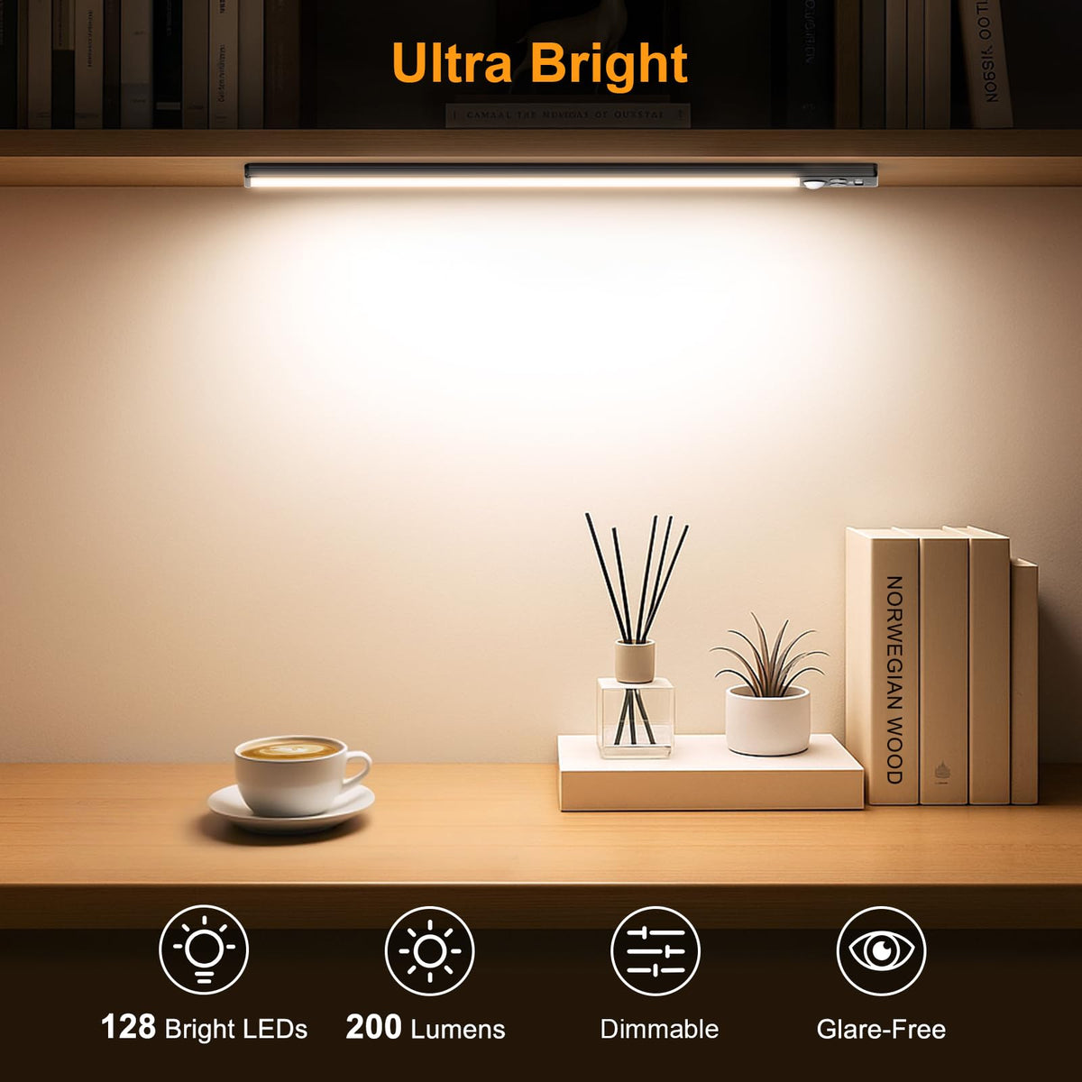 Gritin 14.7inch Under Cabinet Lighting Rechargeable 2 Pack Silver 14.7 inch