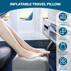 Inflatable Travel Foot Rest Pillow, Adjustable 3 Layers Height Leg Rest Pillow, Crushion Essentials for Airplane,Train, Cars, Office and Home (Gray)
