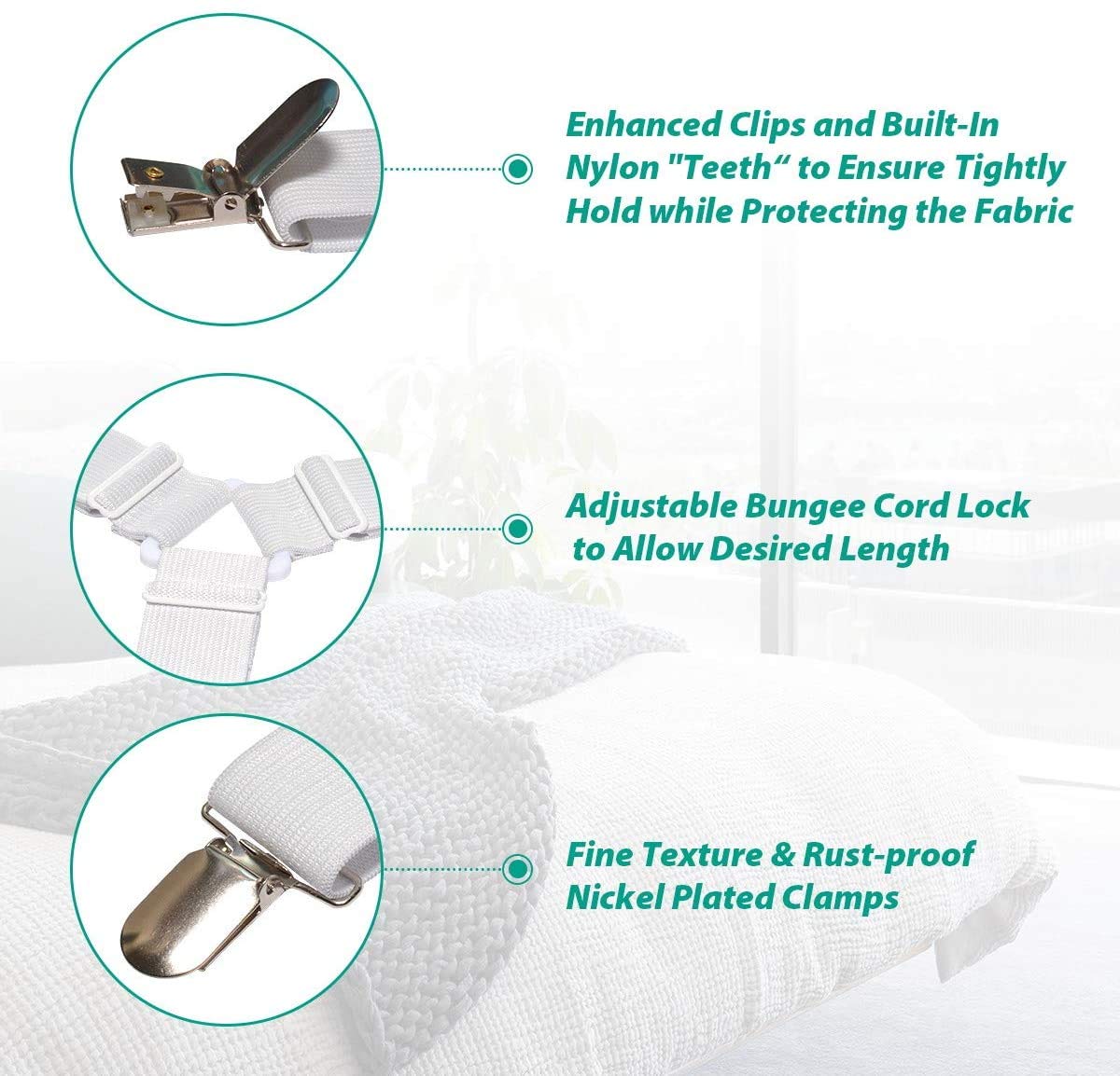 RayTour Bed Sheet Holder Straps Keepers Bedsheet Holders Fasteners 2...