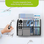 YINGHUA 3 Compartment Magnetic Metal Mesh Pen Holder, White Desk Caddy