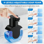 Automatic Soap Dispenser Touchless,Rechargeable Foaming Soap Dispenser,15oz/420ml Smart Hand Soap Dispensers,4-Level Adjustable,Wall Mount for Bathroom Kitchen Dish Soap,Hands-Free (Black) Black Foam