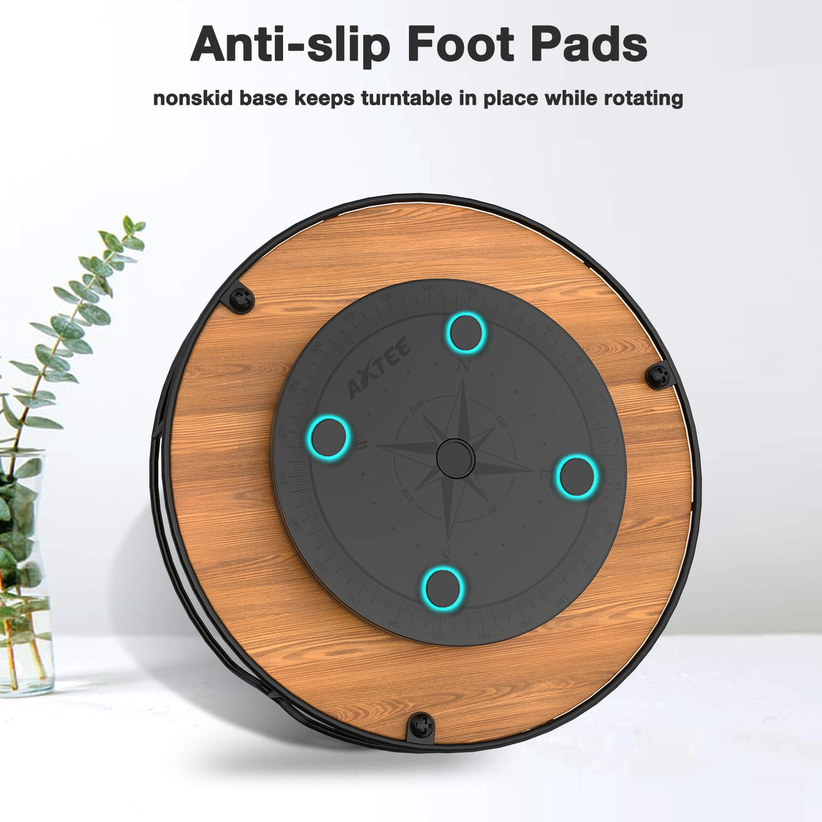 Lazy Susan Turntable Organizer for Cabinet Pantry Kitchen Countertop Refrigerator Cupboard, Pine Wood, 9", Carbonized Black 9''