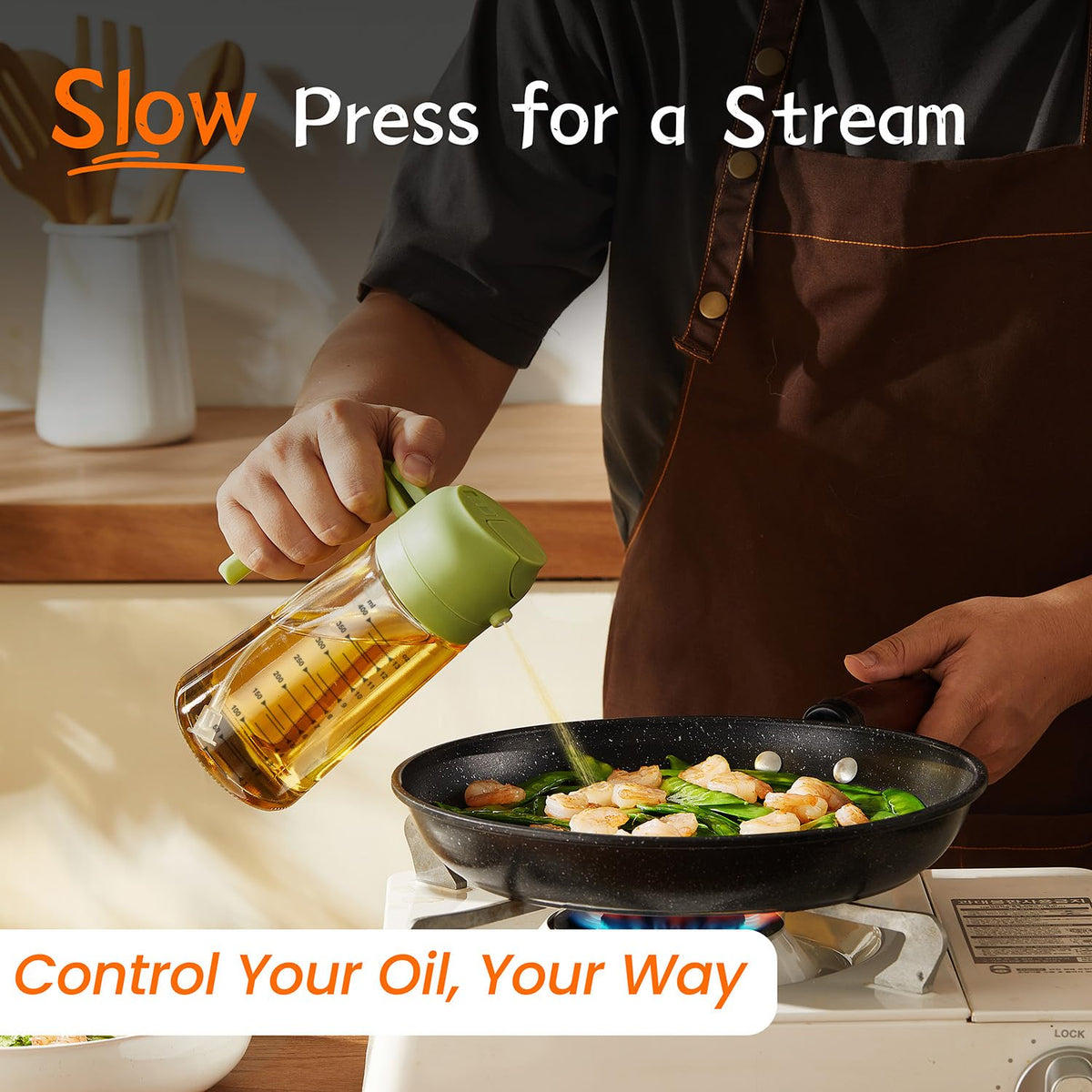 TrendPlain 16oz/470ml Glass Olive Oil Sprayer for Cooking – 2 in 1 Oil...