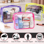 4 Pieces Clear Cosmetic Bags Bulk TSA Approved Toiletry Bag for Travel PVC Waterproof Clear Makeup Pouch with Zipper for Men and Women Carry-on Travel Essentials 4pcs SML Black
