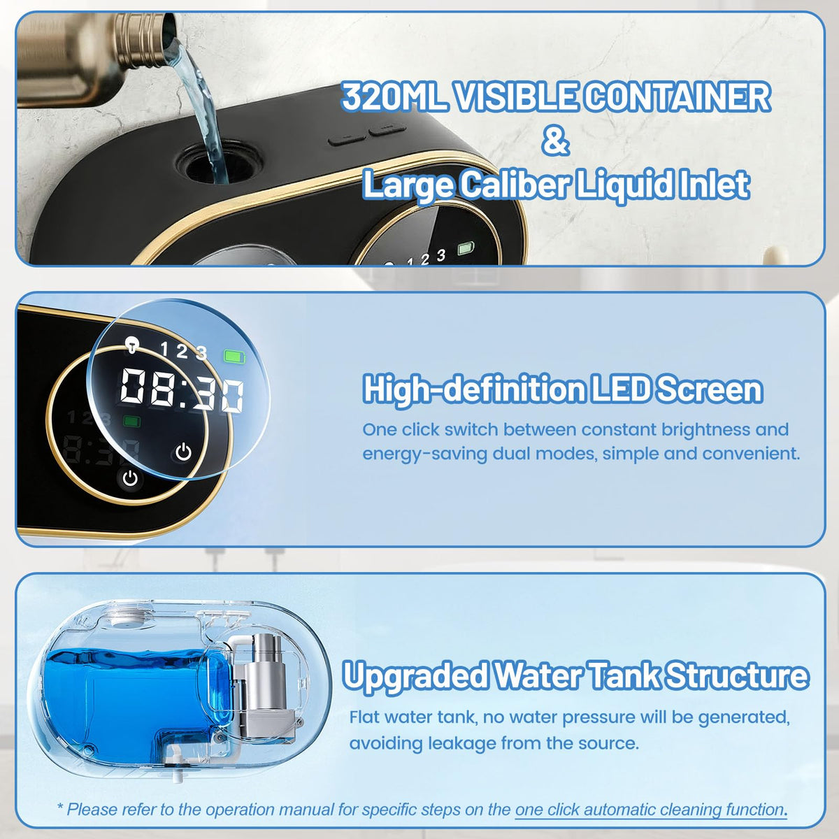 Automatic Soap Dispenser, 320ML Touchless Smart Hand Soap Dispenser, 5 Adjustable Soap Levels, Rechargeable Wall Mounted Electric Foam Soap Dispenser for Bathroom Kitchen Office (Black) Black