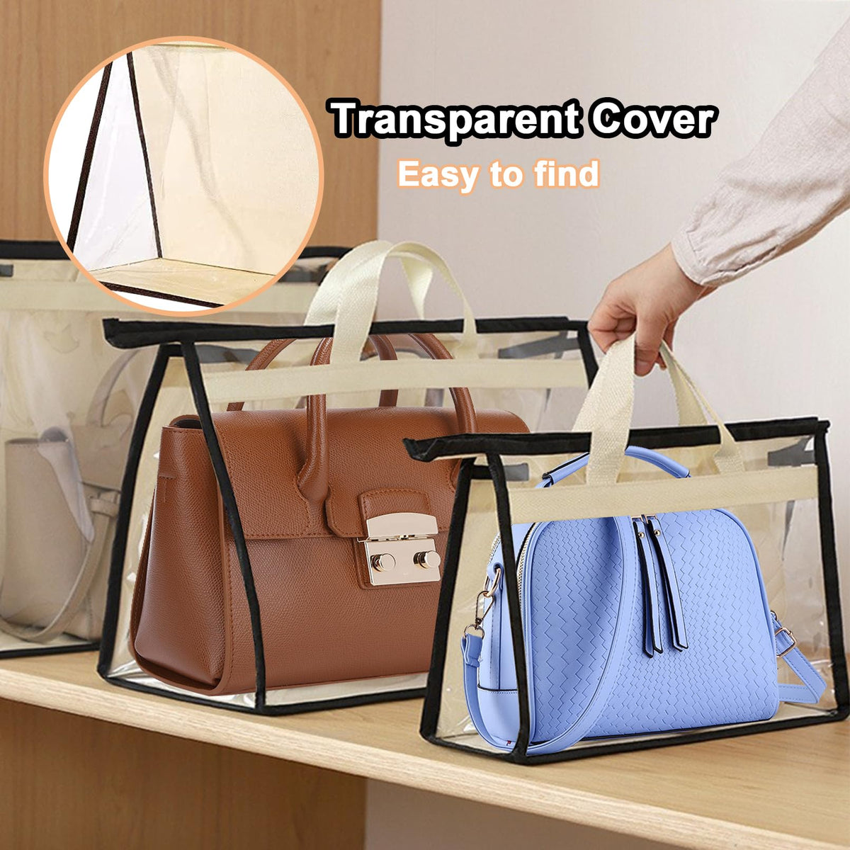 9 Pack Dust Bags for Handbags,Clear Purse Storage Organizer for Closet