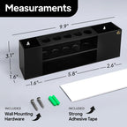 Slim Magnetic Dry Erase Marker Holder for Whiteboard, Space Saving Pen Organizer with Glass and Wall Mount Accessories for Fridge, Office, and School. Markers, Eraser, Cleaner Not Included (Black) Black