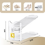 FENRUNXU Shoe Slots Organizer for Closet, Shoe Stacker Organizer Double Layer Stack Shoe Rack, Shoe Display Shelf 50% Space Saver Storage Holder for Closet, 12PACK Gold 12 Pack