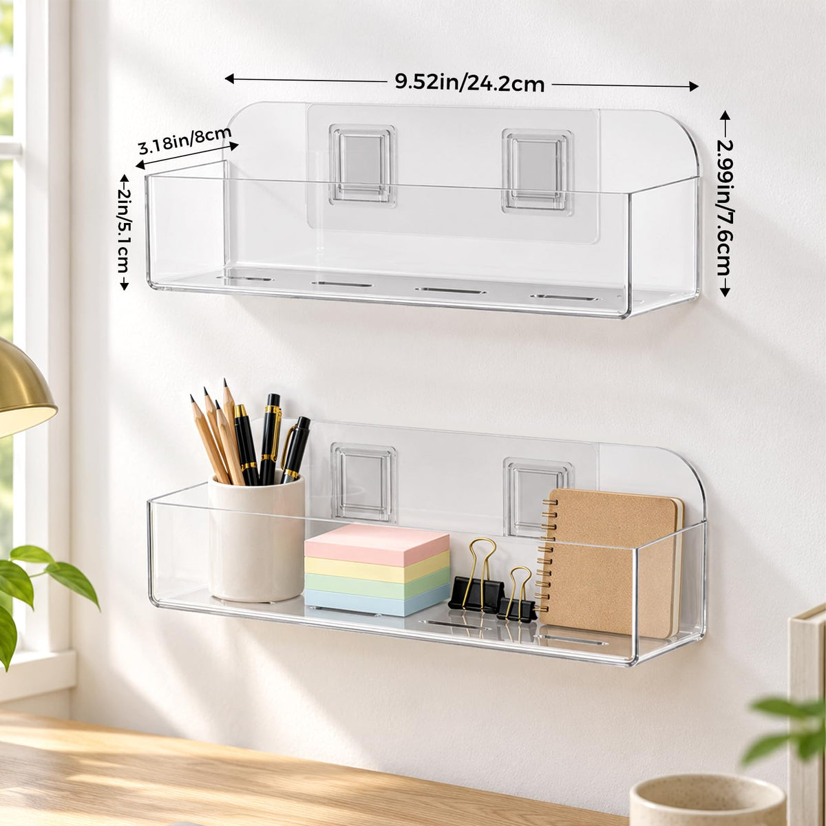 Acrylic Spice Rack Wall Mount, Clear Spice Shelf Storage Holder, 4 Pack