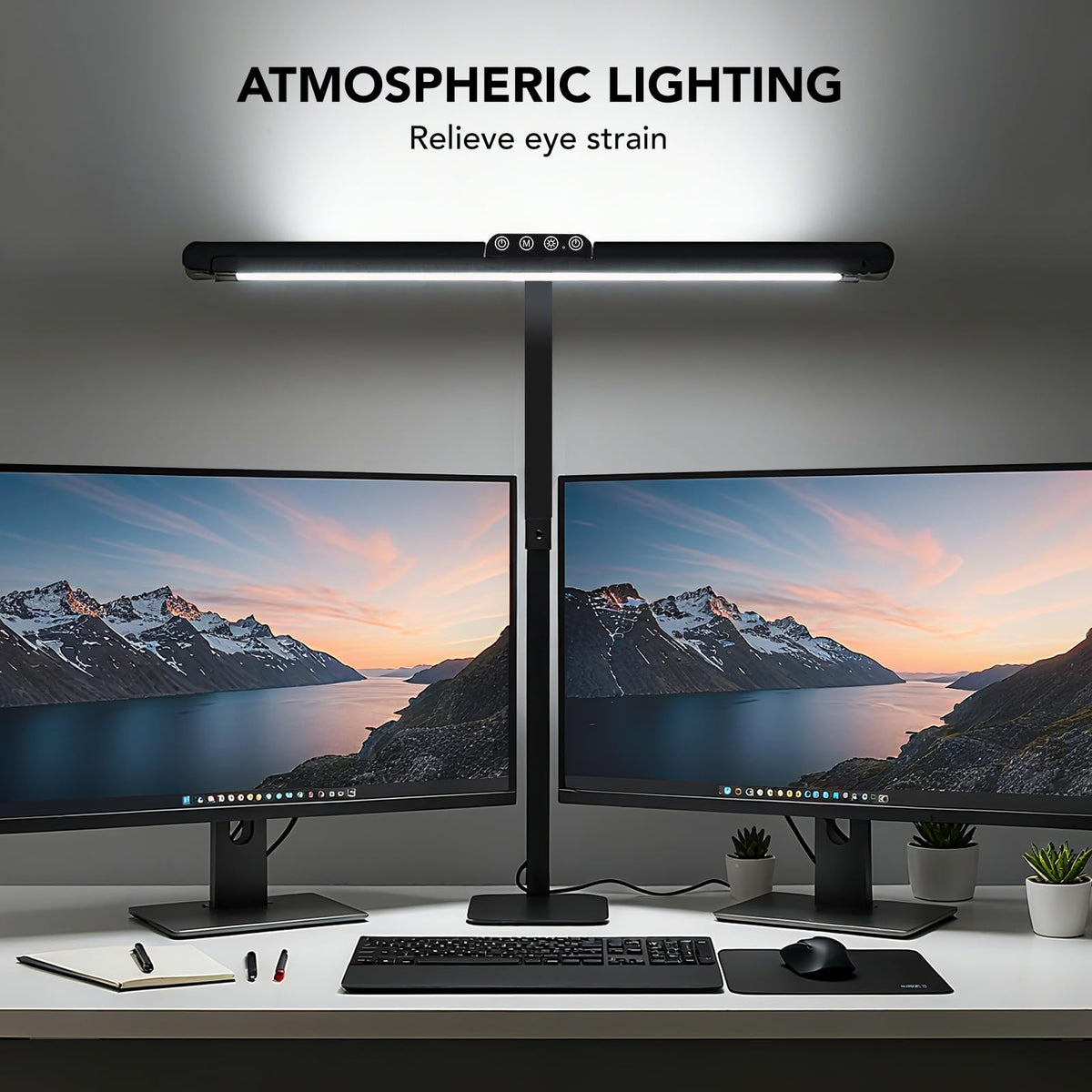 LED Desk Lamp for Home Office with Base, 28.2" Adjustable Gooseneck Swing Arm Ultra Bright Desk Light, Dimmable Architect Table lamp for Desktop Computer Light, Reading, Study, Workbench Black
